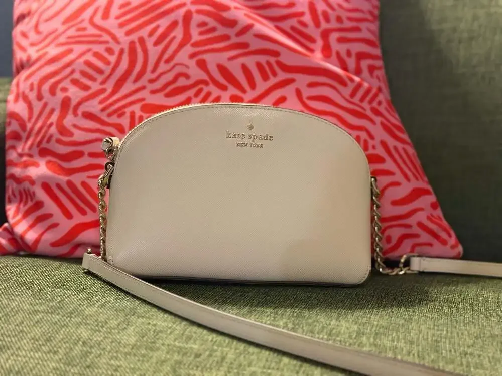 Kate Spade Sylvia Dome Crossbody Bag Parchment Cream Gold Hardware Leather